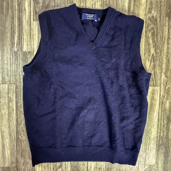J.CREW 100% Merino Wool V-Neck Sweater Vest Navy Classic Preppy - Picture 1 of 5